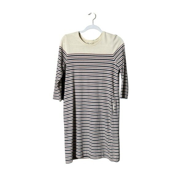 Marine Layer April Dress Small Modal Nautical Striped Comfy Preppy Pockets Cream - Picture 4 of 12